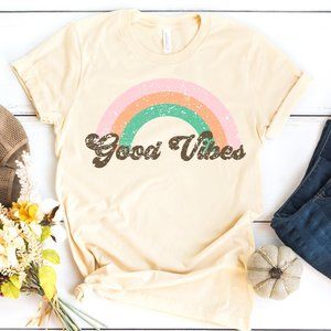 Good Vibes Retro Inspired Graphic Tee shirt NEW